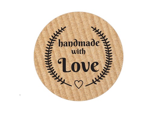 Naklejki okrągłe Kraft Handmade with Love - wzór 1