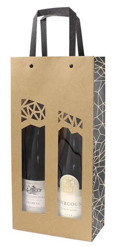 Torba upominkowa Z OKNEM na 2 butelki 190x95x385mm Ecru-Noir