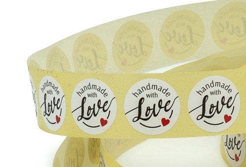 Naklejki okrągłe Białe Handmade with Love - wzór 5