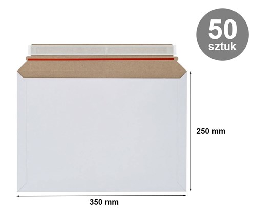 Koperty kartonowe kurierskie Białe B4 250x350mm, 50 sztuk