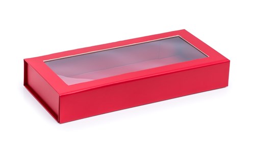 Pudełko Magnetyczne  Czerwone Z Okienkiem 345x150x55mm F2 Prezentowe