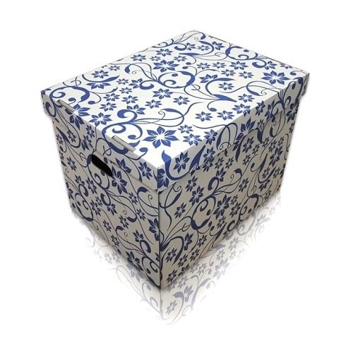 Pudełko ozdobne z niebieskim wzorem - 42x32x32cm