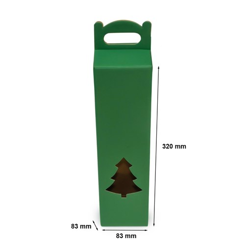 Pudełko na wino choinka zielone 83x83x320mm F217