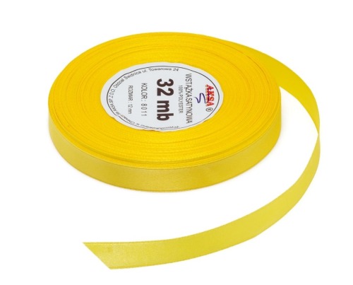 Wstążka satynowa 12mm żółta 32m WS8011