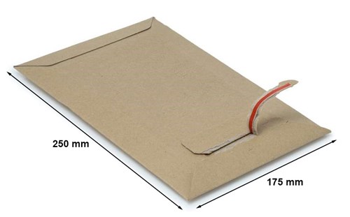 Koperta tekturowa B5 175x250 mm brązowa 450 g z paskiem samoprzylepnym