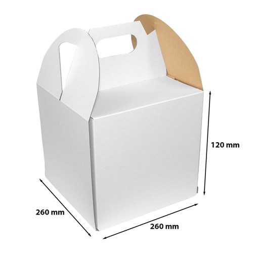 Karton z uchwytem biały 260x260x120 mm na tort – 10 szt.