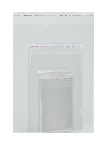 Woreczki celofanowe z taśmą 15x15+5cm 100szt