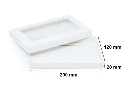 Pudełko ozdobne białe 200x120x20mm z oknem
