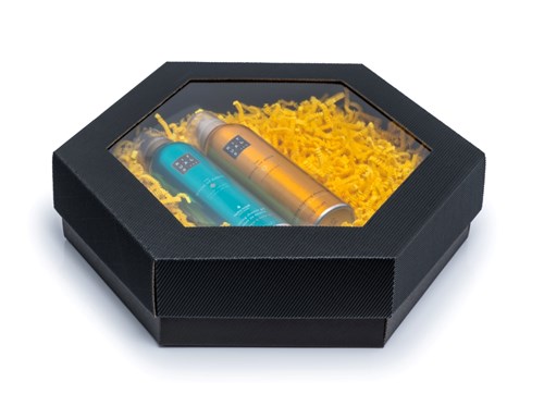 Pudełka karbowane czarne 240x240x90mm wieczko z oknem, 10szt