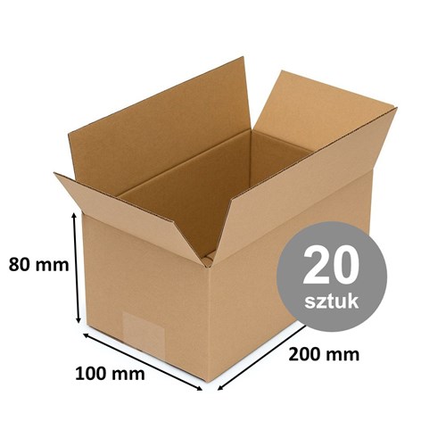 karton klapowy, pudełko tekturowe, karton 200x100x80, karton B320, pakiet 20 sztuk