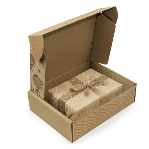 Pudełko świąteczne karbowane 250x200x70mm Bombki F427