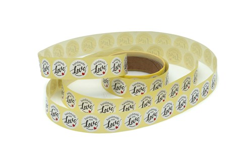 Naklejki okrągłe Białe Handmade with Love - wzór 5