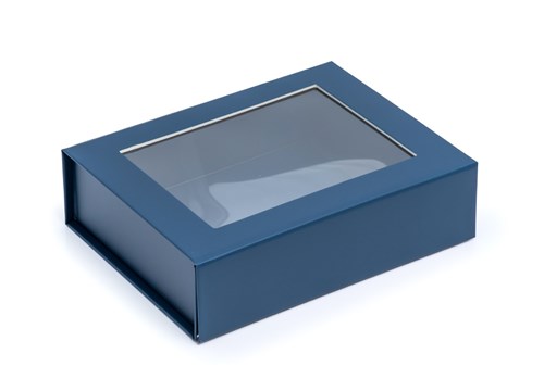 Pudełko Magnetyczne Granatowe z okienkiem 200x150x55mm(zew) B6 Ozdobne