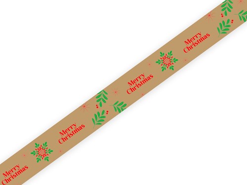 Taśma Świąteczna Papierowa Merry Christmas +Śnieżka 48mm/50m