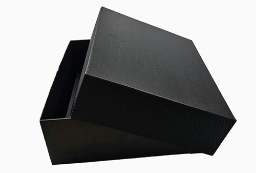 Pudełka karbowane czarne z wieczkiem 400x310x120mm, 10 sztuk