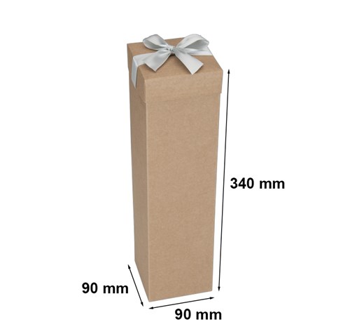 Pudełko K-867 EKO brązowe na wino kokarda Srebrna