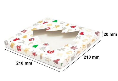Pudełko ozdobne choinka/prezenty 210x210x20mm