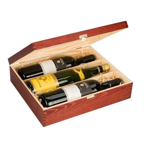 potrójne drewniane pudełko na wino