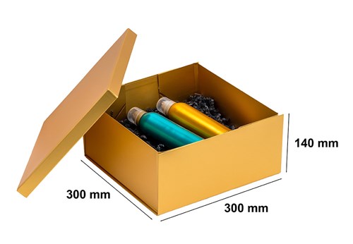 Pudełko Prezentowe z wiekiem 300x300x140 złoty składane opakowanie