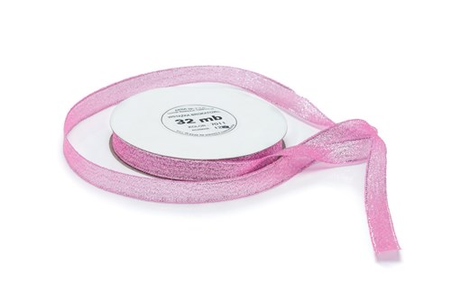 Wstążka brokatowa 12mm 32m WB7011 różowa