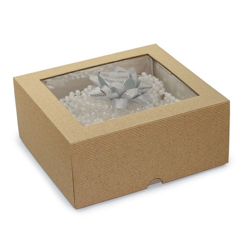 Pudełko karbowane wieczkowe 220x200x105mm z oknem