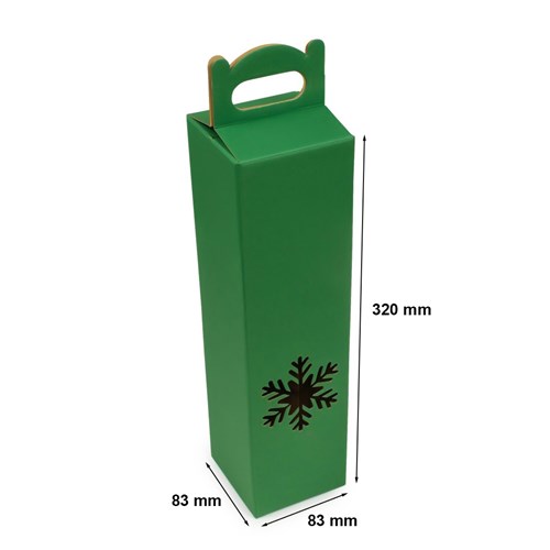 Pudełko na wino śnieżka zielone 83x83x320mm F217