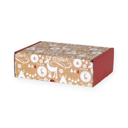 Pudełko świąteczne  310x220x98mm brąz-czerw. F427