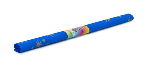 Bibuła Marszczona 50x200cm Niebieska w gwiazdy