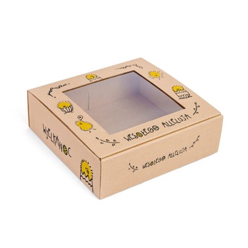 Zdjęcie 50 pudełek ustawionych w rzędach lub w kartonie zbiorczym, z widocznym nadrukiem Alleluja.