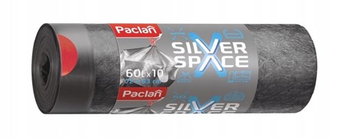 Szare worki Silver Space 60 l – wytrzymałe i ekologiczne, rolka 10 sztuk