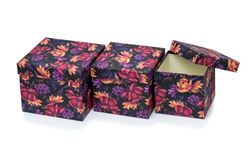 Zestaw pudełek KWADRAT KWIATY MAKI (3 szt)
