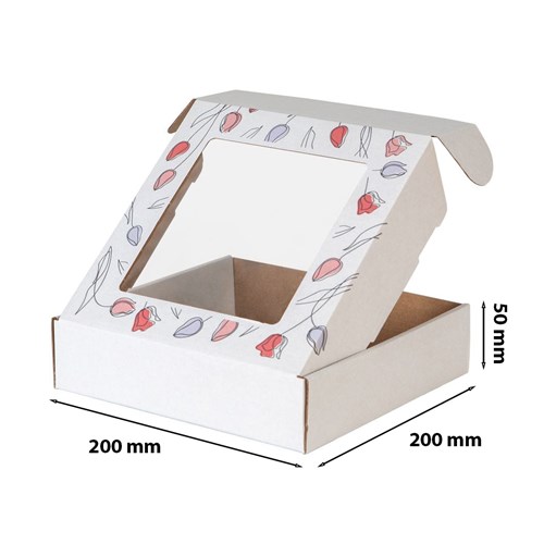 Pudełko ozdobne EKO białe tulipany 200x200x50mm
