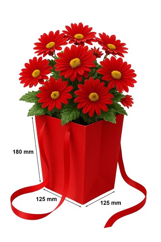 Czerwona torba papierowa Flowerbox 125x125x180 / 165x165 mm – eleganckie i wyraziste opakowanie