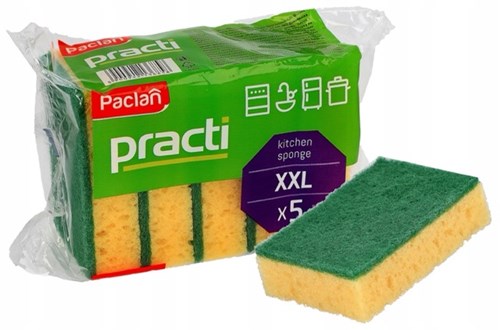 Gąbki Practi Paclan – kuchenne, dwustronne, 5 sztuk w opakowaniu