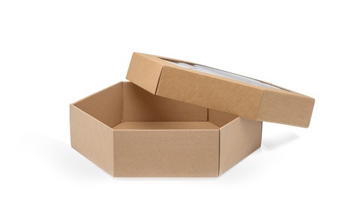 sześciokątne pudełko z oknem