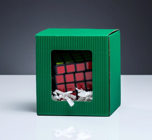 Zielone pudełko z okienkiem na kubek 105x105x112mm