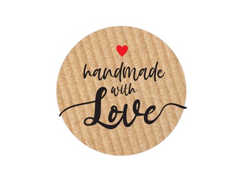 Naklejki okrągłe Kraft Handmade with Love - wzór 3