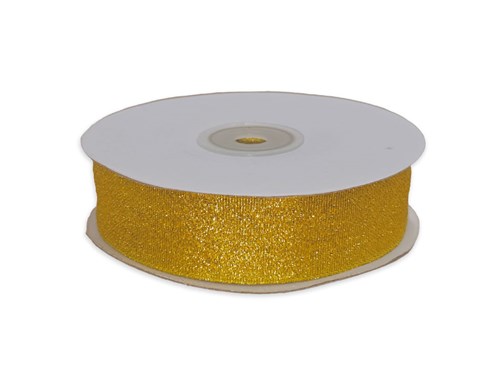 "Złota wstążka o szerokości 25 mm idealna do dekoracji i rękodzieła, dostępna w Paczkomacie"