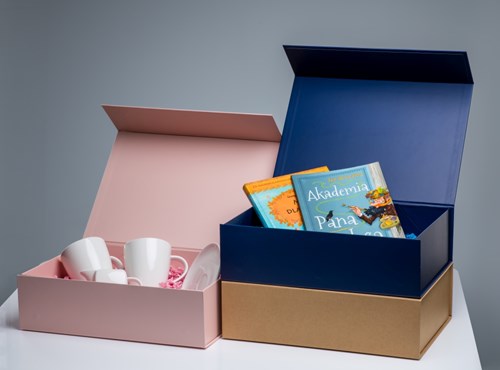 Pudełko magnetyczne 430x330x100mm Granatowe na prezent ozdobne A3