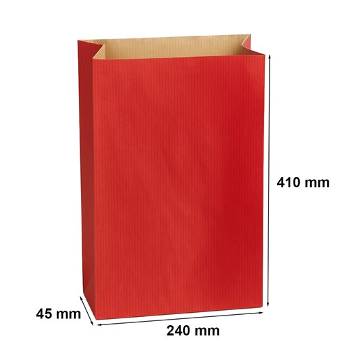 Torebka fałdowa KRAFT RED 240x410+75mm