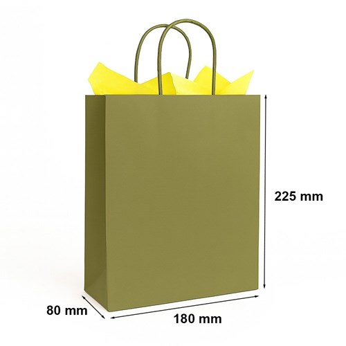 Torebka papierowa khaki 180x80x225 mm z uchwytem skręcanym – naturalna i stylowa