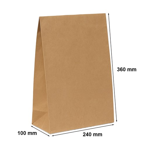 Torba papierowa KLOCKOWA 240x100x360 / BRĄZ GŁADKA