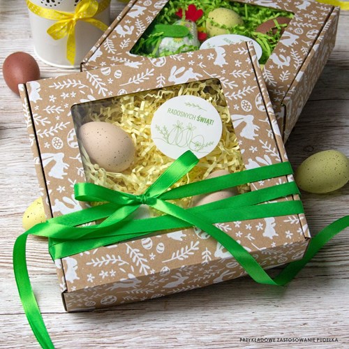 Pudełko z okienkiem WIELKANOC świąteczne prezentowe 200x200x50mm F427 