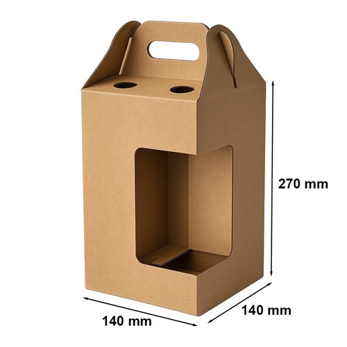 Karton wykrojnikowy z oknem i uchwytem 140x140x270mm  na 4 piwa F217