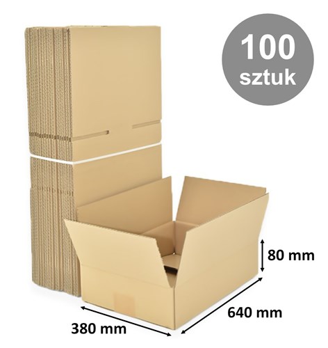 Kartony Klapowe 640x380x80mm (zewn.) Paczkomaty A, 100 sztuk
