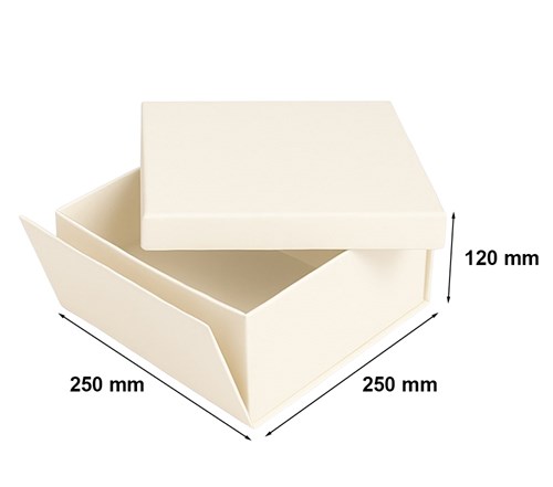 Pudełko składane z wiekiem 250x250x120 Kość Słoniowa