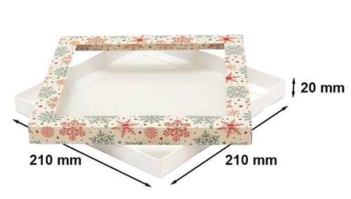 Pudełko ozdobne z oknem śnieżki 210x210x20mm