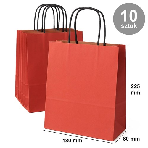 Pakiet - Torba papierowa na prezent 180x80x225 / CZERWONA 10 szt