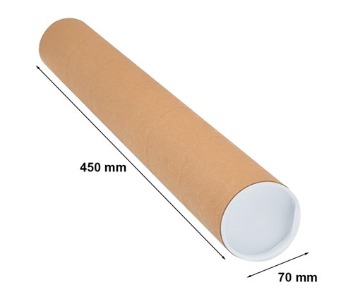 Tuba tekturowa 70mm/gr2mm/L450 + 2 denka