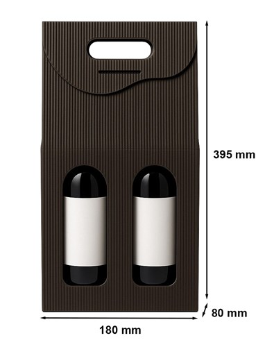 Pudełko karbowane czarne na 2 wina 180x80x395mm